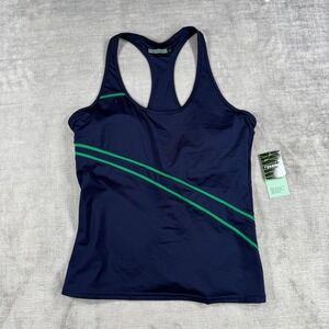 InPhorm Angelika Tank Top Womens Medium Navy Green Racerback Built in Bra Tennis